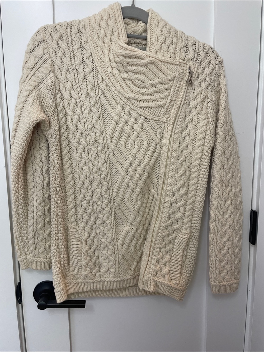 Cream Cable Knit Women's Cardigan Sweater